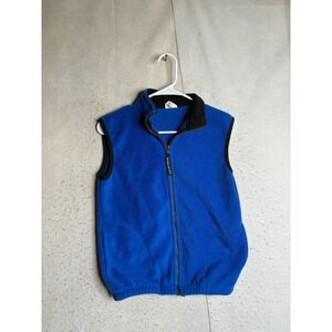 Vtg Polar Graphics Fleece Vest Mens Medium Blue Full Zip Made in USA Gorpcore